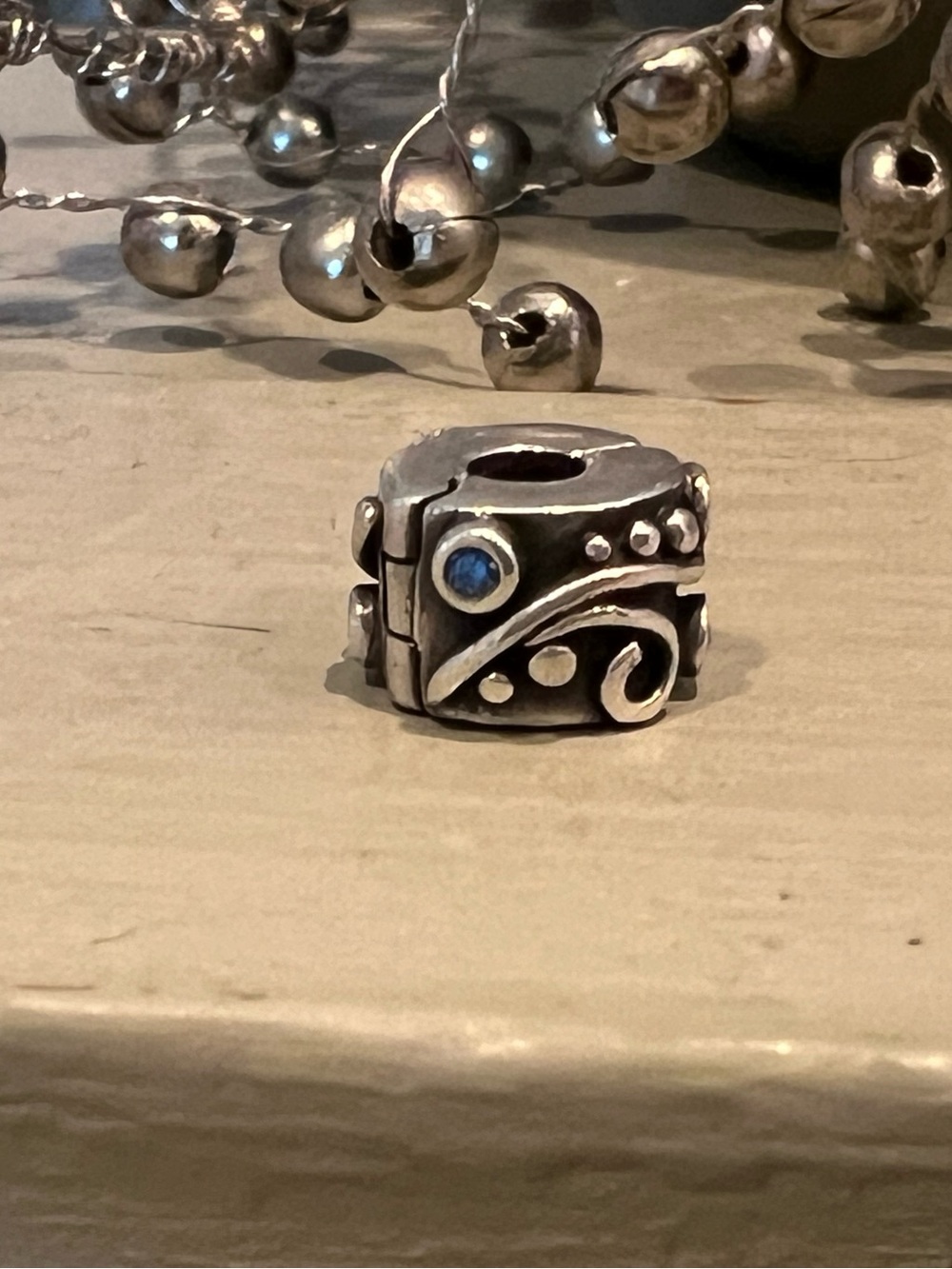 Pandora Sterling Silver Blue Accent Scroll Charm